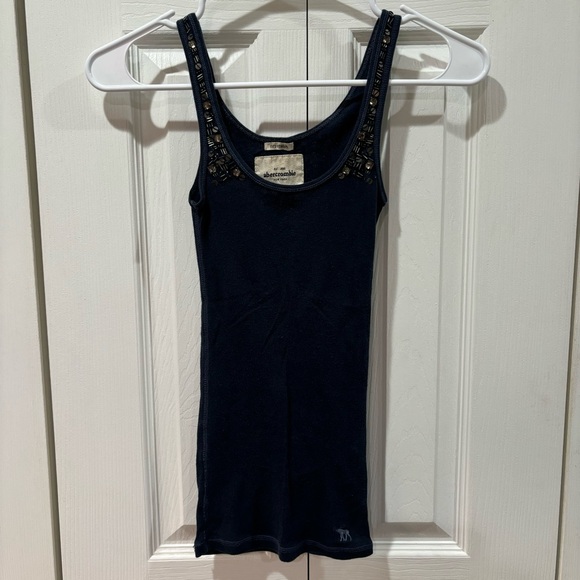 ABERCROMBIE KID’S Sequin Ribbed Stretchy Tank Top - navy, size S - Picture 1 of 4